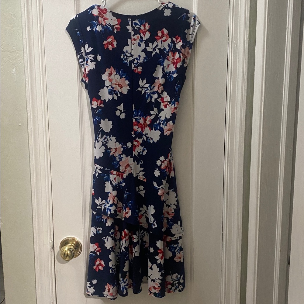 Elle Floral Dress Navy Blue,White and Pink - Picture 3 of 3